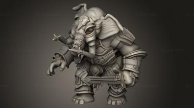 Figurines heroes, monsters and demons (Elephant Warrior, STKM_13372) 3D models for cnc