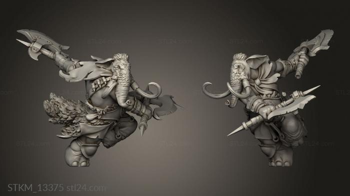 Figurines heroes, monsters and demons (elephant folk loxodon, STKM_13375) 3D models for cnc