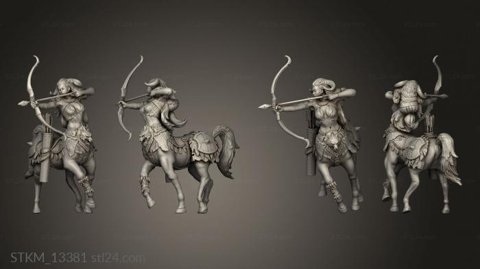 Статуэтки герои, монстры и демоны (Эльфийская Грация Кентавра-Женщины-Лучницы, STKM_13381) 3D модель для ЧПУ станка