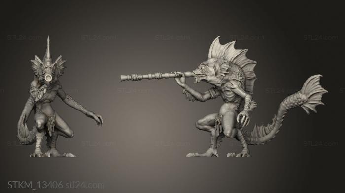 Figurines heroes, monsters and demons (End Depth fishfolk blowpipe, STKM_13406) 3D models for cnc