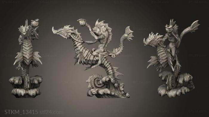 Figurines heroes, monsters and demons (End Depth Fishfolk Rider Battle Horn, STKM_13415) 3D models for cnc