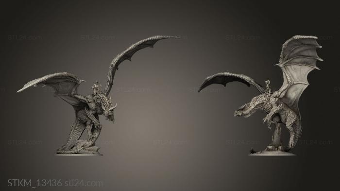 Статуэтки герои, монстры и демоны (Летающий Дракон, STKM_13436) 3D модель для ЧПУ станка