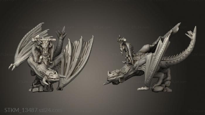 Figurines heroes, monsters and demons (Green Skinnies and Goblins Shaman on Wyvern, STKM_13487) 3D models for cnc