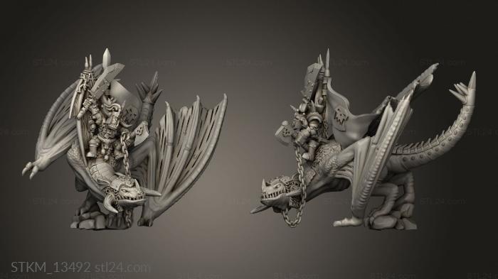 Статуэтки герои, монстры и демоны (Зеленокожие и гоблины-Предводители войны на Виверне, STKM_13492) 3D модель для ЧПУ станка
