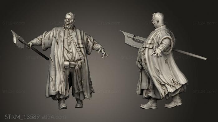 Статуэтки герои, монстры и демоны (Фантастический Толстый Зомби Большой, STKM_13589) 3D модель для ЧПУ станка