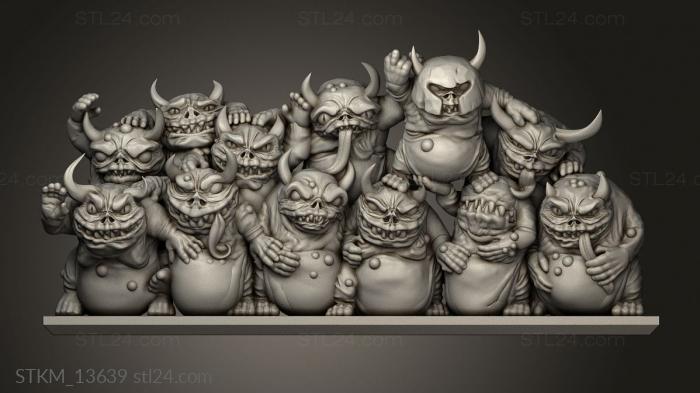 Статуэтки герои, монстры и демоны (Жирные Бесы-Нурглинги, STKM_13639) 3D модель для ЧПУ станка