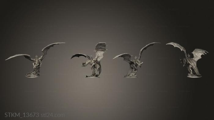 Статуэтки герои, монстры и демоны (Гигантские летающие Драконы, STKM_13673) 3D модель для ЧПУ станка