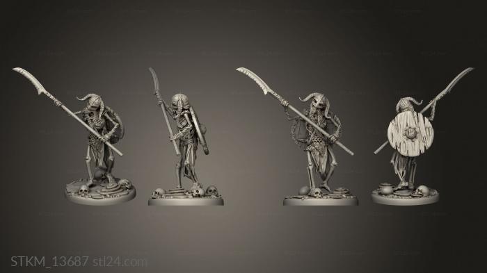 Статуэтки герои, монстры и демоны (Драугры-нежить,скелеты-пехотинцы, STKM_13687) 3D модель для ЧПУ станка