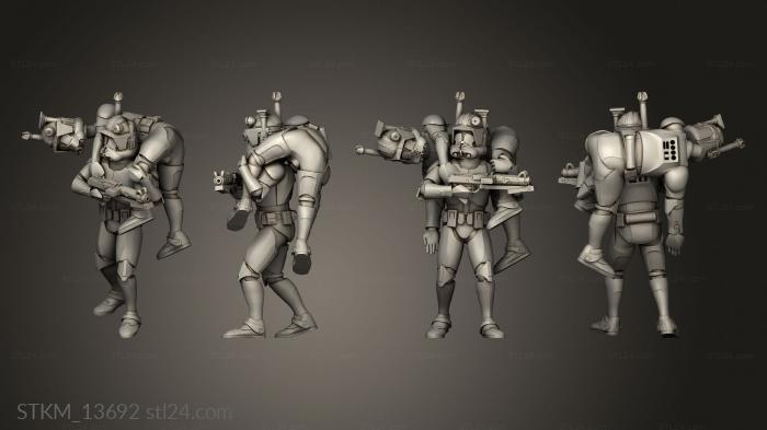Figurines heroes, monsters and demons (Genetically Engineered Trooper Squad Clone Carrying Wounded, STKM_13692) 3D models for cnc