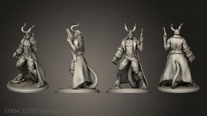 Статуэтки герои, монстры и демоны (Рога хеллбоя, STKM_13731) 3D модель для ЧПУ станка