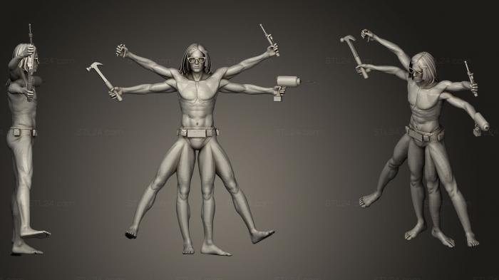 Статуэтки герои, монстры и демоны (Витровианский человек, STKM_1375) 3D модель для ЧПУ станка