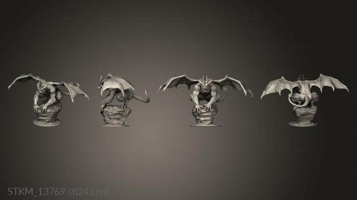 Статуэтки герои, монстры и демоны (Дракон-Горгульи, STKM_13769) 3D модель для ЧПУ станка