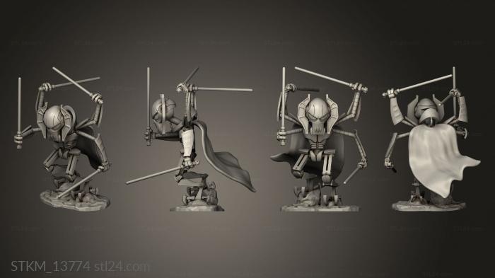 Figurines heroes, monsters and demons (General Grievous Chibi Down, STKM_13774) 3D models for cnc