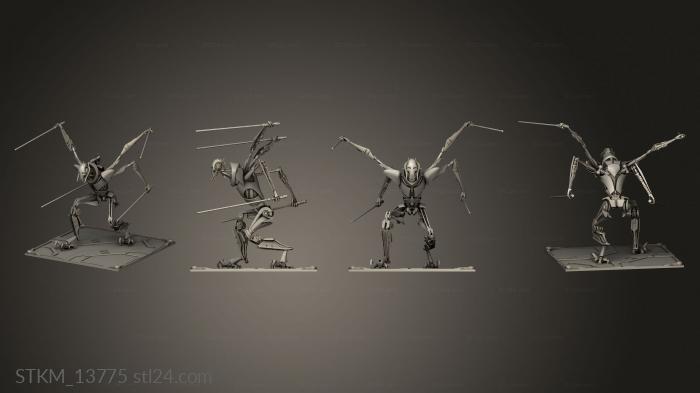 Статуэтки герои, монстры и демоны (Генерал Гривус, STKM_13775) 3D модель для ЧПУ станка