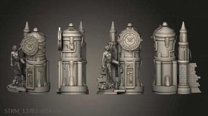 Figurines heroes, monsters and demons (Genesis Steampunk Catwoman Clock Tower, STKM_13783) 3D models for cnc