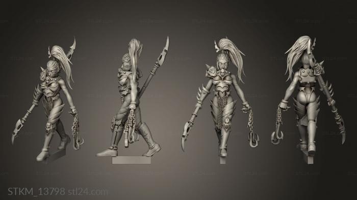 Статуэтки герои, монстры и демоны (Партия героев принцесса темных эльфов, STKM_13798) 3D модель для ЧПУ станка