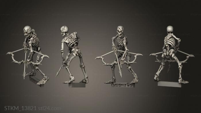 Статуэтки герои, монстры и демоны (Партия героев скелет-лучник, STKM_13821) 3D модель для ЧПУ станка