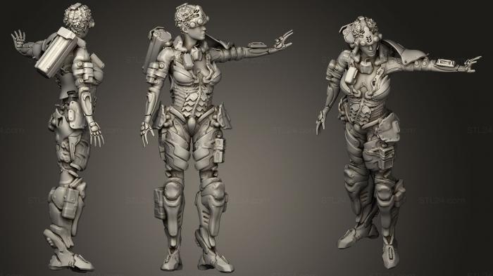 Статуэтки герои, монстры и демоны (Бронированная женщина-солдат будущего, STKM_1383) 3D модель для ЧПУ станка