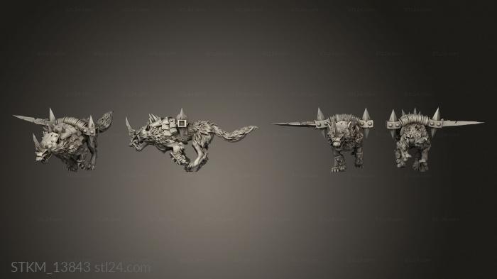 Figurines heroes, monsters and demons (Goblin Wolf Chariot yoke, STKM_13843) 3D models for cnc