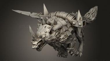 Figurines heroes, monsters and demons (Goblin Wolf Chariot yoke, STKM_13843) 3D models for cnc