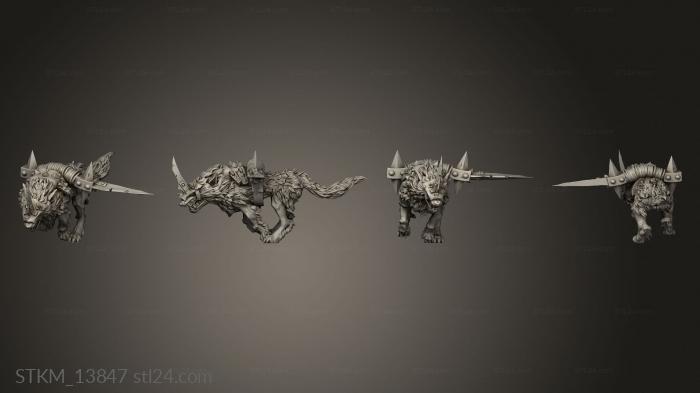 Статуэтки герои, монстры и демоны (Ярмо Колесницы Гоблина-Волка, STKM_13847) 3D модель для ЧПУ станка