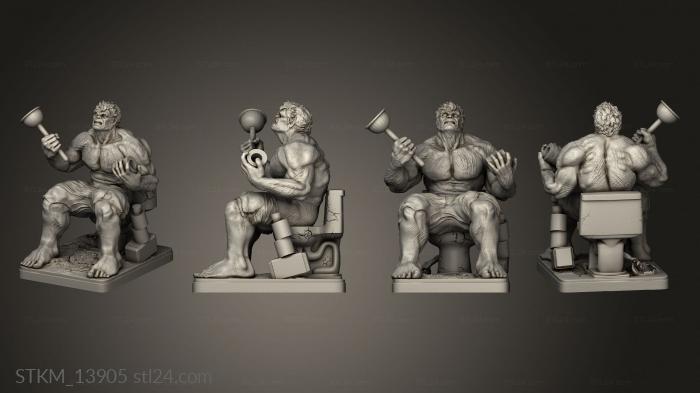 Статуэтки герои, монстры и демоны (Халк в кьотте ИГ СПФОРГ, STKM_13905) 3D модель для ЧПУ станка