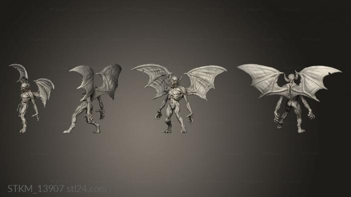 Статуэтки герои, монстры и демоны (Рак-отшельник,большие летучие мыши и скелеты,Вампирское Существо, STKM_13907) 3D модель для ЧПУ станка
