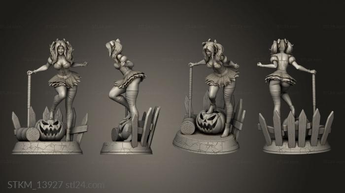Статуэтки герои, монстры и демоны (Харли Квинн на Хэллоуин, STKM_13927) 3D модель для ЧПУ станка