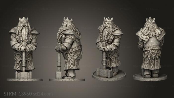 Статуэтки герои, монстры и демоны (Гном держит Статую Короля Роуэна Атлана на Арене клана gg, STKM_13960) 3D модель для ЧПУ станка