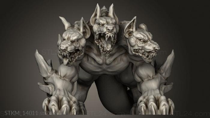 Статуэтки герои, монстры и демоны (Цербер Адской Ярости, STKM_14011) 3D модель для ЧПУ станка
