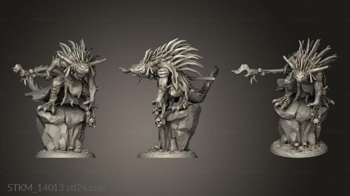 Статуэтки герои, монстры и демоны (Шаман племени сехон,наездник на скате, STKM_14013) 3D модель для ЧПУ станка