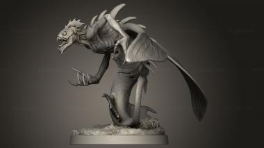 Figurines heroes, monsters and demons (Shark God Sea Harpy Rise, STKM_14073) 3D models for cnc