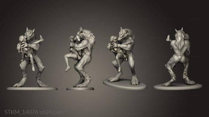 Figurines heroes, monsters and demons (hentai girl surprised werewolf morgenmuffel WWG Pnc, STKM_14076) 3D models for cnc