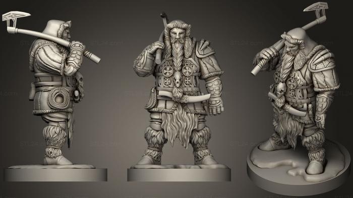 Figurines heroes, monsters and demons (Dwarf hunter 3D print model, STKM_1410) 3D models for cnc