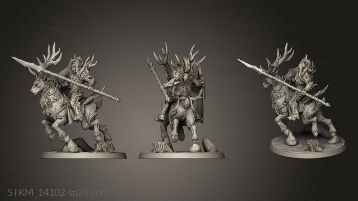 Статуэтки герои, монстры и демоны (Лесные Рыцари Наездник на Олене, STKM_14102) 3D модель для ЧПУ станка