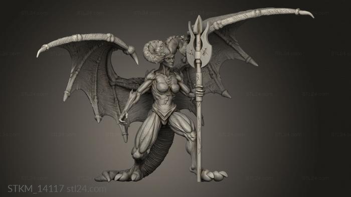 Статуэтки герои, монстры и демоны (Рогатый дьявол женского пола рогатый дьявол женского пола, STKM_14117) 3D модель для ЧПУ станка