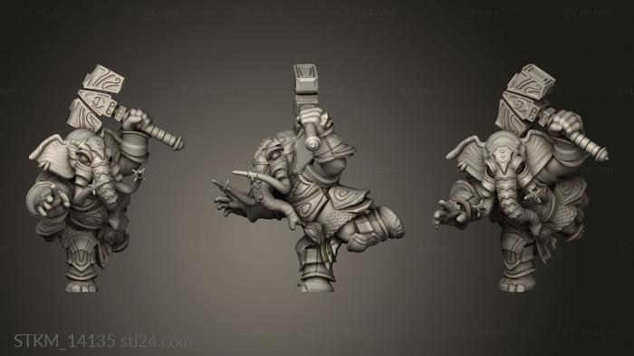 Figurines heroes, monsters and demons (Hour Demons Elephant Folk Paladin Hammer, STKM_14135) 3D models for cnc