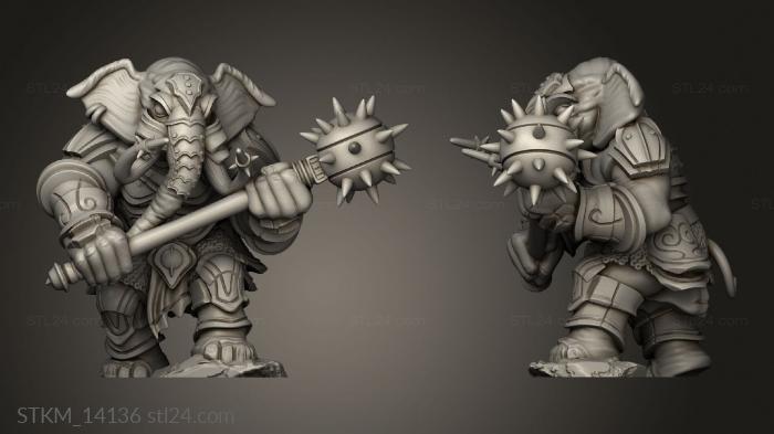 Figurines heroes, monsters and demons (Hour Demons Elephant Folk Paladin Morning Star, STKM_14136) 3D models for cnc