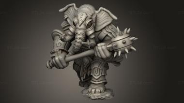 Figurines heroes, monsters and demons (Hour Demons Elephant Folk Paladin Morning Star, STKM_14136) 3D models for cnc