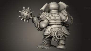 Figurines heroes, monsters and demons (Hour Demons Elephant Folk Paladin Morning Star, STKM_14136) 3D models for cnc