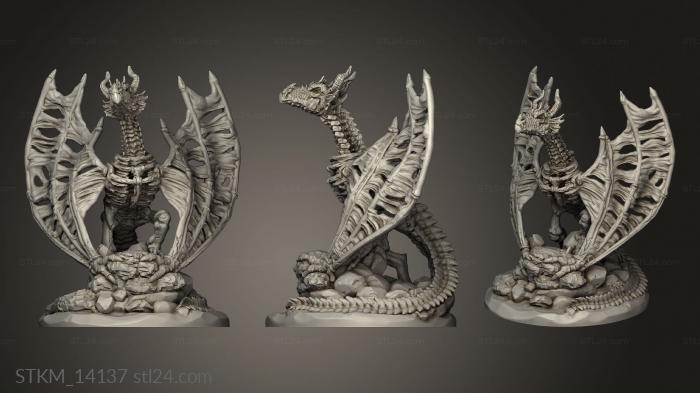 Статуэтки герои, монстры и демоны (Скелет Виверны, STKM_14137) 3D модель для ЧПУ станка