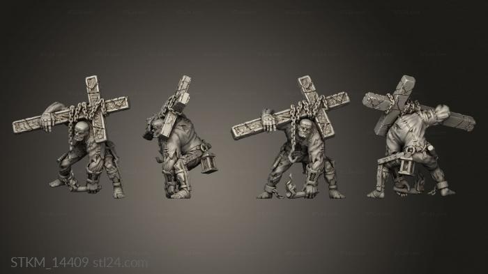 Статуэтки герои, монстры и демоны (Монстры Зомби каменный крест, STKM_14409) 3D модель для ЧПУ станка