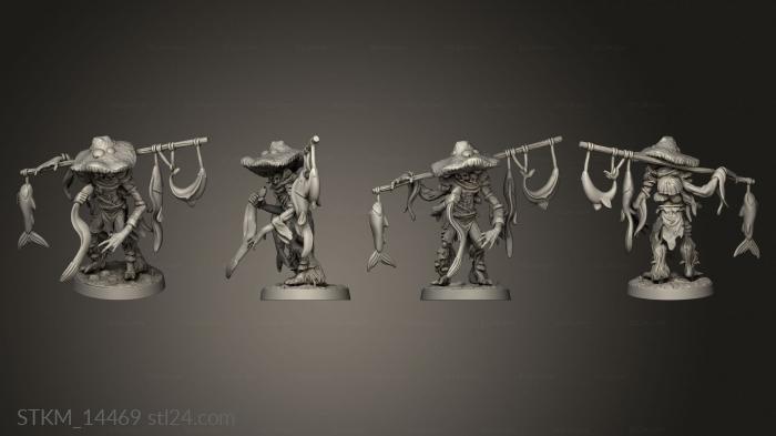 Figurines heroes, monsters and demons (Mushroom Bayou Myconids Myconid Fishermush, STKM_14469) 3D models for cnc