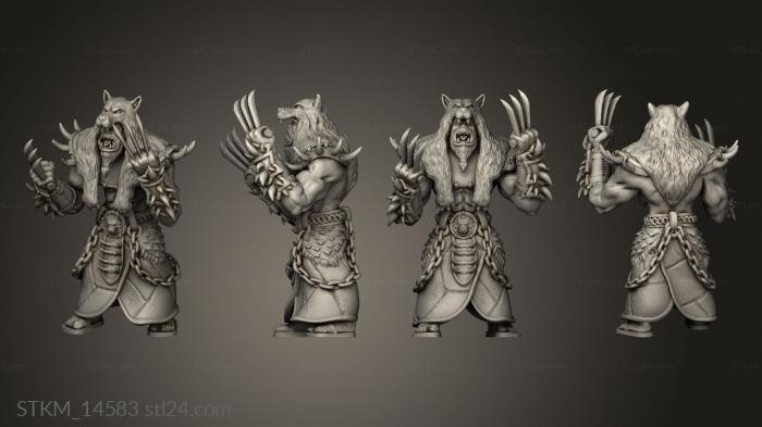 Figurines heroes, monsters and demons (Orc Tribe Forge Shaman Wolverine Rc wolf, STKM_14583) 3D models for cnc