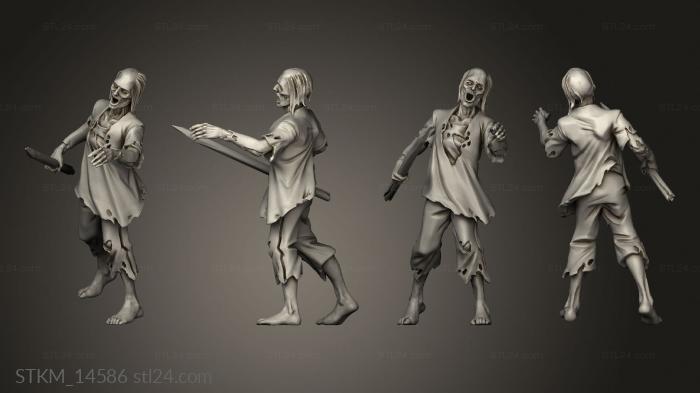 Figurines heroes, monsters and demons (Zombies, STKM_14586) 3D models for cnc