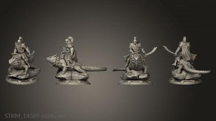 Статуэтки герои, монстры и демоны (Всадник на Ящерице Дрейтон, STKM_14589) 3D модель для ЧПУ станка