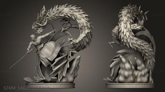 Статуэтки герои, монстры и демоны (Тарелка ророноа Зоро Ророноа, STKM_14620) 3D модель для ЧПУ станка