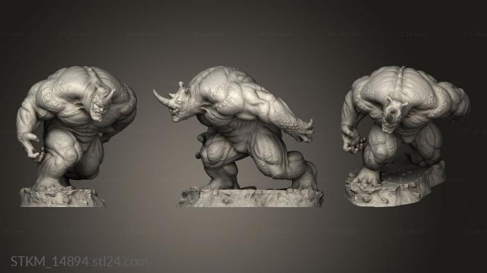 Статуэтки герои, монстры и демоны (Статуя Носорога,Человек-Паук, STKM_14894) 3D модель для ЧПУ станка