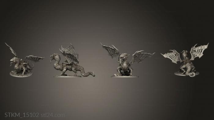 Статуэтки герои, монстры и демоны (Дракон Имитирует ВетрЯную мельницу, STKM_15102) 3D модель для ЧПУ станка