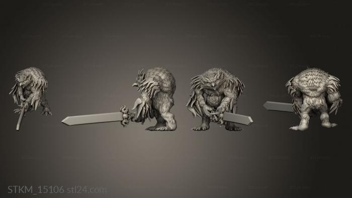 Статуэтки герои, монстры и демоны (Король Орков Лесной Первой Волны Воины-Совиные Медведи, STKM_15106) 3D модель для ЧПУ станка